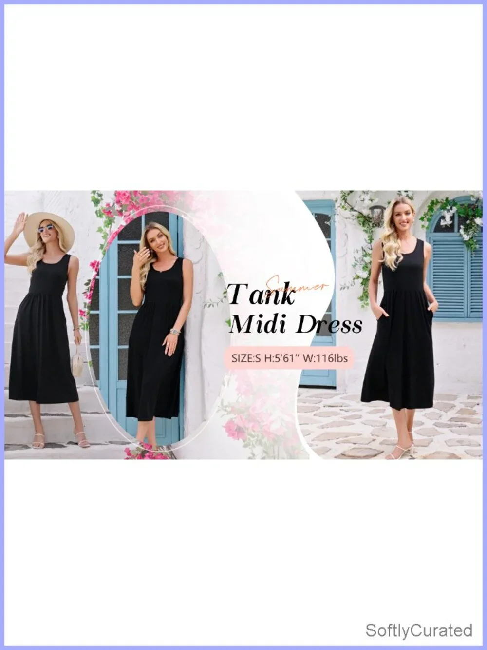 Flowy Scoop Neck Sleeveless Midi Dress with Pockets
